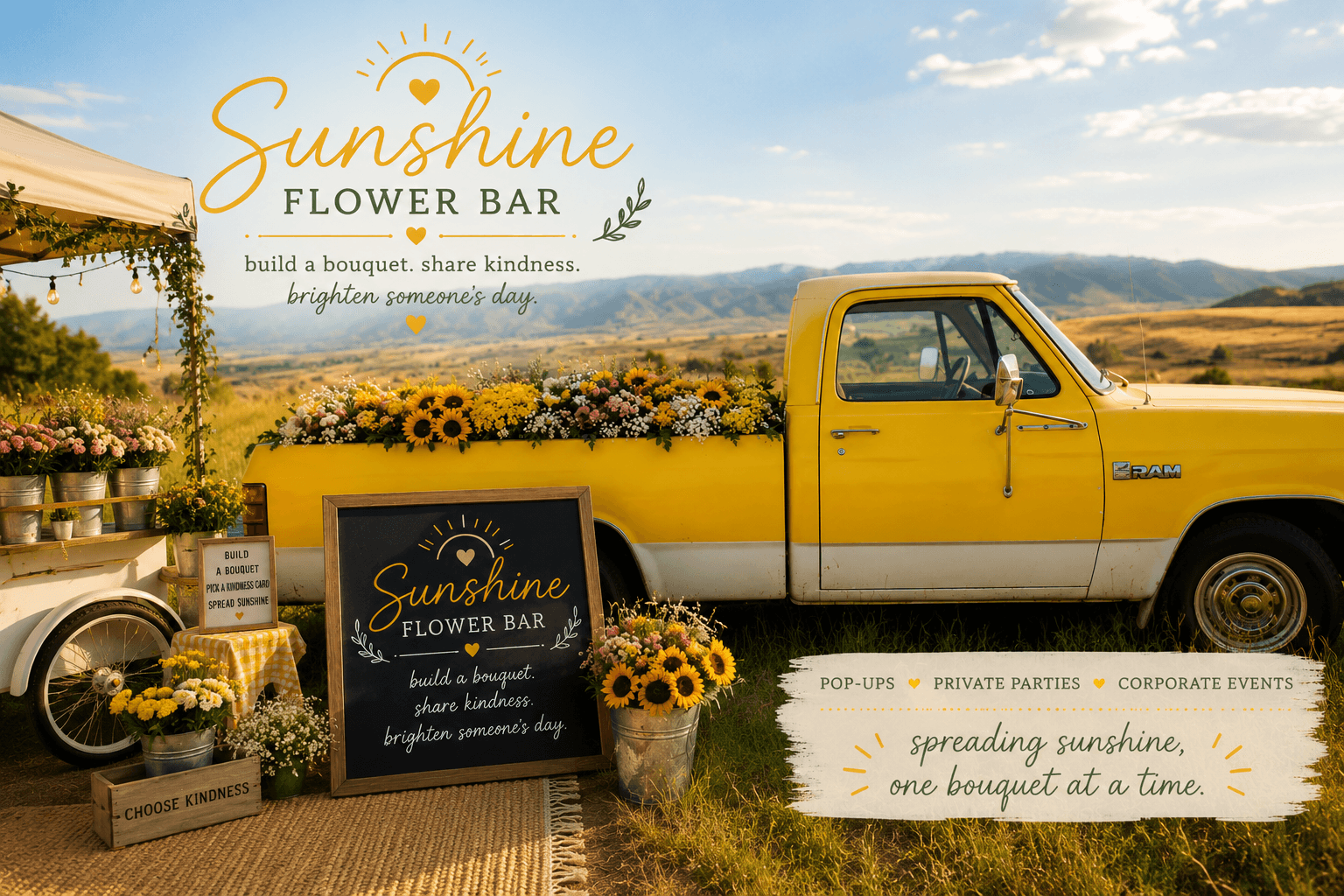 Sunshine Flower Bar mobile flower trailer at corporate event